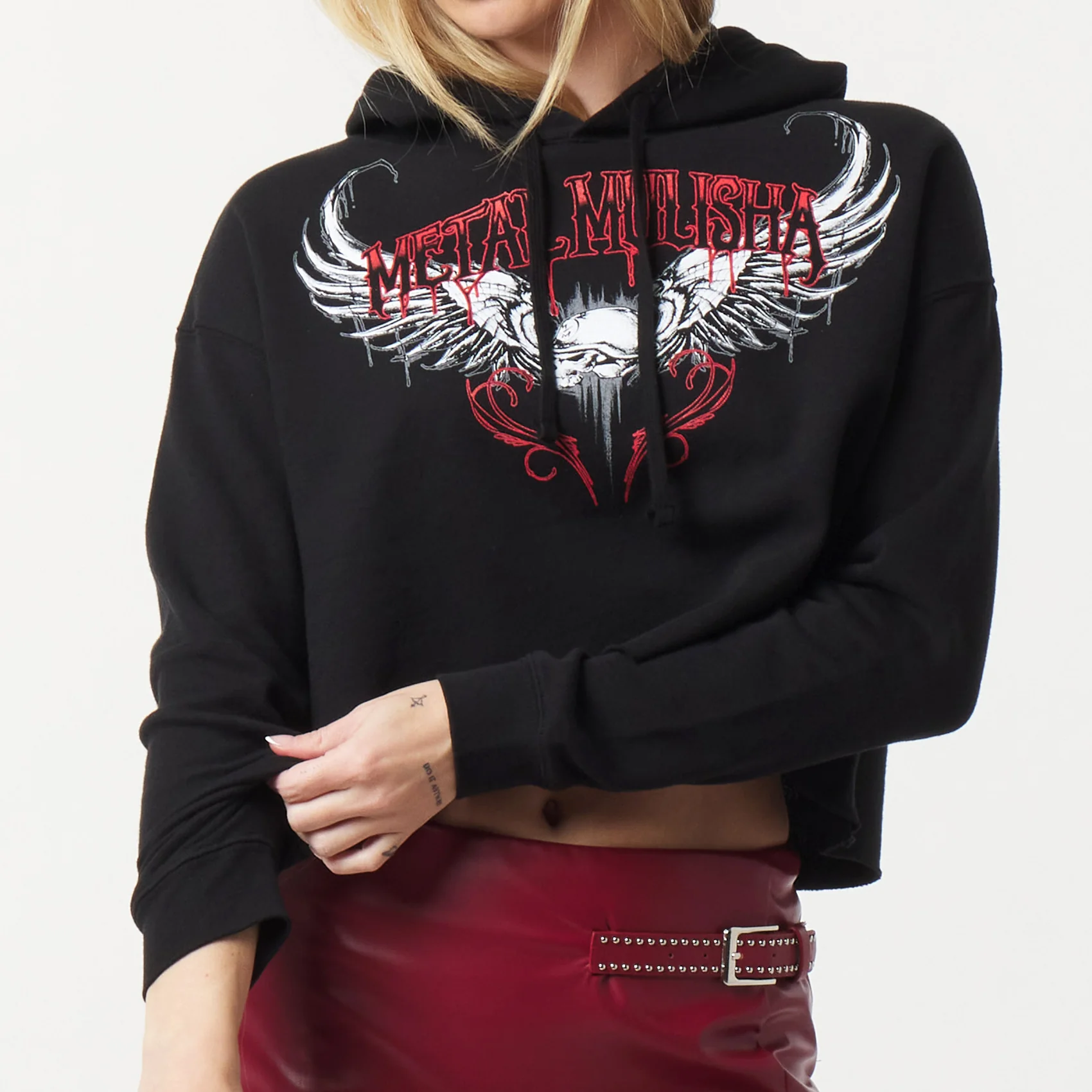 BAD TO THE BONE CROPPED HOODIE - Image 6